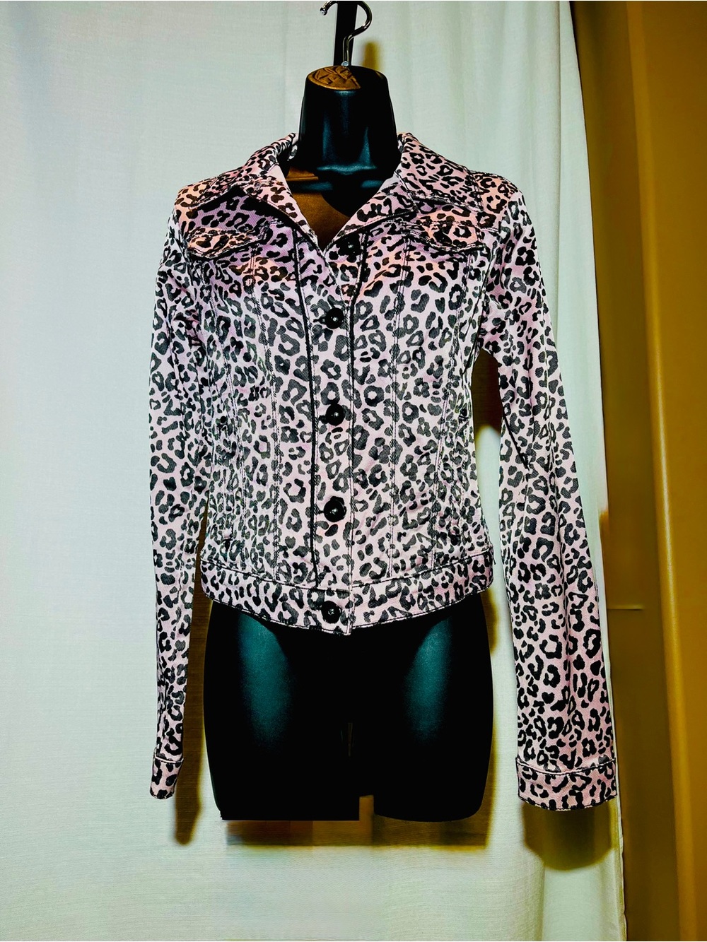 Crisca Vintage Women's Pink Leopard Print Jacket